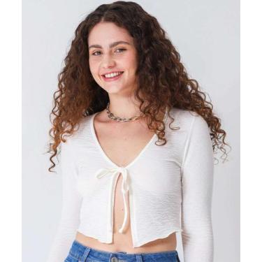 Imagem de Blusa Cropped Feminina Amarração Marisa off White-27085, Off white, GG