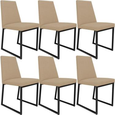 Imagem de Kit 06 Cadeiras Sala De Jantar L02 Bege Escuro
