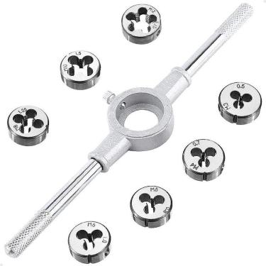 Imagem de Jogo De Tarraxa E Chave De Encaixe Para Cossinete 8 Peças Aço Lorben Lorben