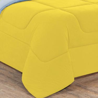 Imagem de Kit Edredom + Jogo De Lençol Malha 100% Algodão Gran Moratta 4 Peças Solteiro - Amarelo/Azul Bebê