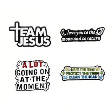 Imagem de Conjunto de broches Creative Quote Letter Blouse Alloy 14g - Yiweisai