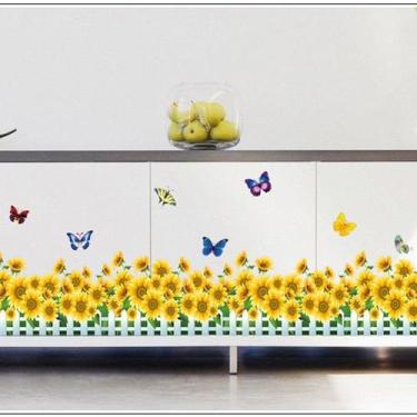 Imagem de Adesivos de parede Girassol e Borboleta PVC 35x133cm - yiweisai
