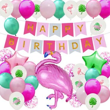 Imagem de Kit de balão de festa com tema Unicorn Flamingo, 46 unidades para aniv