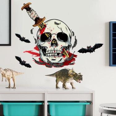 Imagem de Adesivos de parede Caveira de Halloween com punhal PVC 30x25cm - yiwei