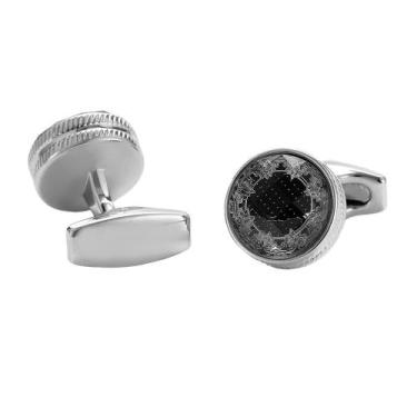 Imagem de Cufflinks Creative Black and Silver Round para homens - Yiweisai