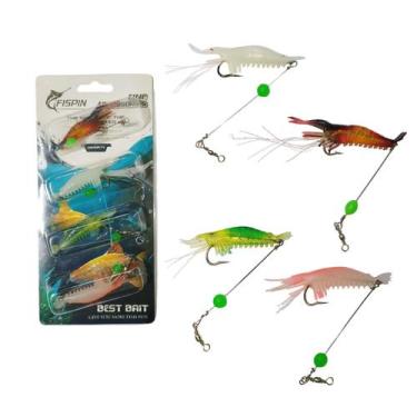 Imagem de Isca Artificial Pesca 4 Camarao Pescaria Peixe Robalo Truta Lambari Sa