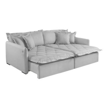 Imagem de Sofá Retrátil e Reclinável Iris 2,20M Linho - Blossom Casa, Cinza 2341
