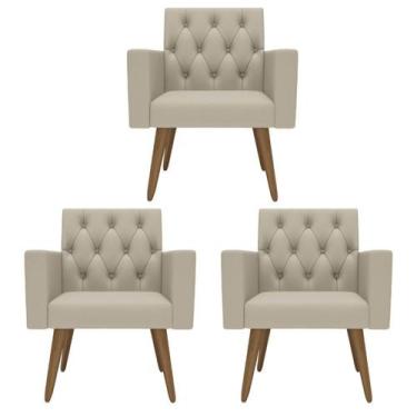 Imagem de Kit 3 Poltronas Capitonê Sala Recepção Poltronas Decorativas - Móveis 