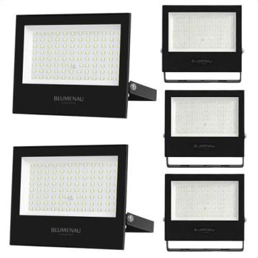Imagem de Kit 5 Refletor Holofote de Led Slim 100W Blumenau Preto Bivolt - Blume