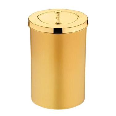 Imagem de Lixeira Dourada Com Tampa e Aramado Interno 8 Litros Future