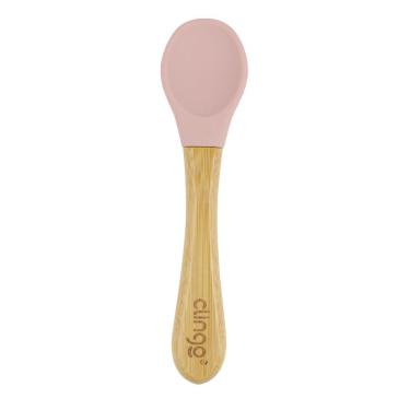 Imagem de Colher para Bebês Tpc em Bambu e Silicone Antimicrobiana e Antibacteriana Rosa Clingo