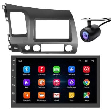 Imagem de Central Multimídia Automotiva Android Auto 7 Touch Screen IPS Bluetooth Wi-Fi GPS Cinza para Honda New Civic 2007 a 2011