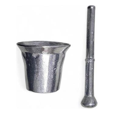 Imagem de Kit Pilão Almofariz Socador Alho Mufariz Temperos Alumínio Fundido - 7
