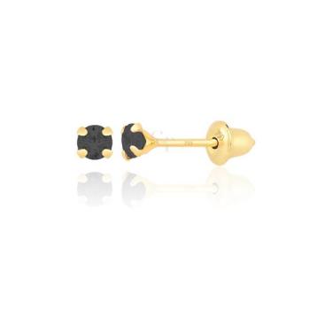 Imagem de Brinco De Ouro 18k Pedra 2,5mm Recém-nascido Bebê Infantil Preto - Gif