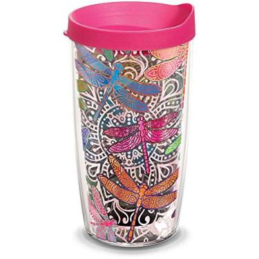 Imagem de Tervis Copo com isolamento de parede dupla Dragonfly Mandala feito nos EUA, 473 g, quartzo