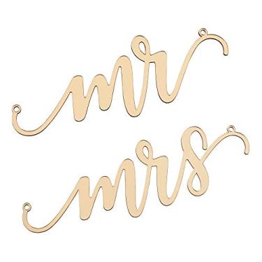 Imagem de Lillian Rose Placas de cadeira Mrs corte a laser dourado, 33 x 9,5 cm