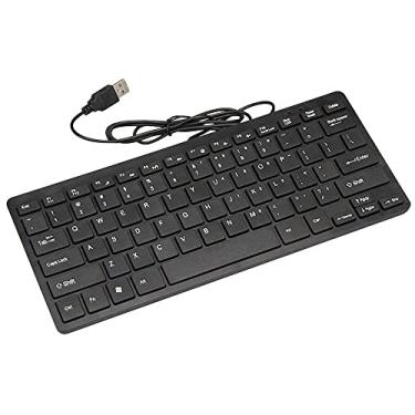 Imagem de Teclado de fio ultrafino silencioso tamanho pequeno 78 teclas multimídia USB teclado para laptop PC