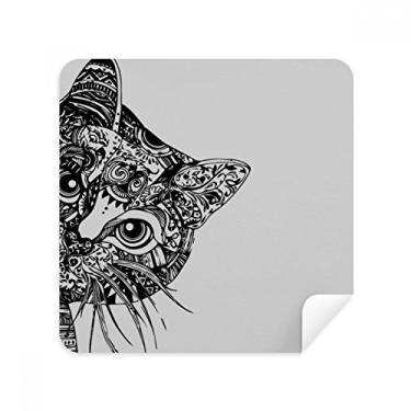 Imagem de Desenho de linha cabeça de gato preto óculos limpador de tela tecido camurça pacote com 2