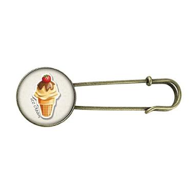 Imagem de Morango Chocolate Doce sorvete Cone Retro Metal Broche Broche Clipe Joias