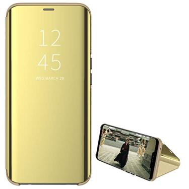 Imagem de Para Samsung Galaxy Z Fold 3 5G Case Luxo Smart Mirror Suporte Magnético Flip Phone Case Para Samsung Z Fold 2 Z Fold3 Back Cover, Gold, para Galaxy Z Fold 3 5G