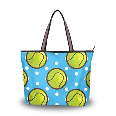 Imagem de ColourLife Bolsa feminina com alça superior e bola de tênis em bolsa de ombro azul, Multicolorido., Medium