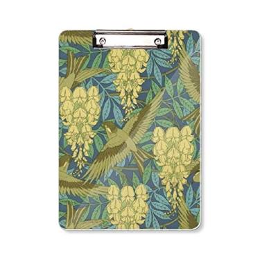Imagem de Padrão japonês Ukiyoe Folhas Flores Pássaros Prancheta Pasta Bloco de Escrita Placa de Apoio A4