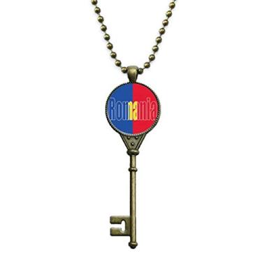 Imagem de DIYthinker Colar com nome da bandeira do país da Romênia, bandeja com pingente de corrente enfeitada