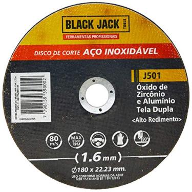 Imagem de BLACK JACK Disco De Corte Para Aço Inox 180 X 1. 6 X 22. 23 Mm Black Jack J501