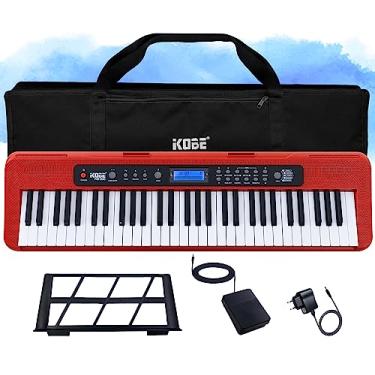 Imagem de Kit Teclado Musical Iniciante Kobe KB-300 5/8 61 Teclas com Sensibilidade ao Toque com Pedal Sustain e Capa Preta
