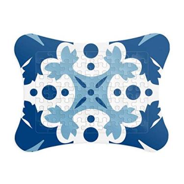 Imagem de Blue Talavera Moldura Decorativa de Ilustração de Flor Quebra-Cabeça Decoração Enfeite de Jogo