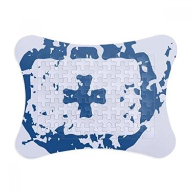 Imagem de Kit de Primeiros Socorros Azul Estampa de Ilustração Redonda Moldura de Quebra-cabeça Decoração de Imagem Enfeite de Jogo
