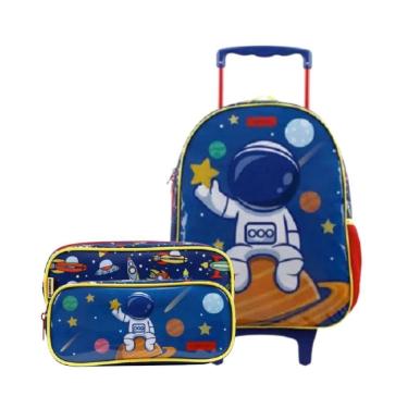 Imagem de Mochila Escolar Infantil Com Rodas Astronauta Nº16 Xeryus | Galaxia | Universo | Espaço | Foguete | Voo | Meninos | Mala