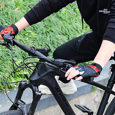 Imagem de Luvas de ciclismo para montanha e estrada, luvas de bicicleta com meio dedo, luvas antiderrapantes e respiráveis MTB Road Biking para homens/mulheres (preto, vermelho, G)