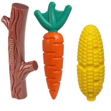 Imagem de 3 Brinquedos Para Cães Graveto + Cenoura + Milho Buddy Toys Nylon