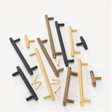 Imagem de Puxadores de móveis de bronze moderno serrilhado antigo armário de bronze cômoda caixa de sapato gaveta armário botões t-bar, qbcf, xl, china