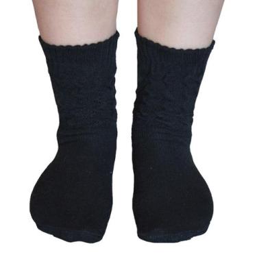 Imagem de Par de Meias Feminina Cano Médio Fitness Aeróbica Apollo, Preto