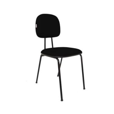 Imagem de Cadeira Fixa Secretaria Polo - Maiart, Preto, Couro Sintetico Corano