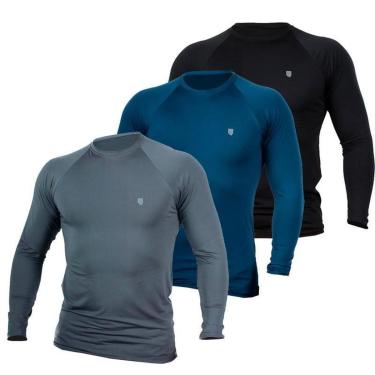 Imagem de Kit 3 Camisa Térmica Masculina UV Segunda Pele Protação Solar 50+ Manga Longa-Masculino