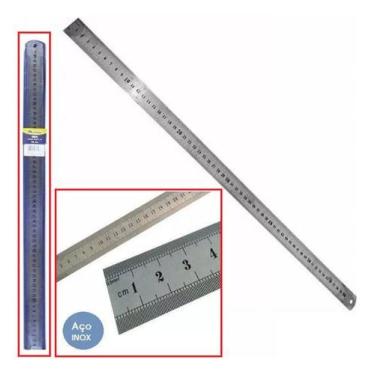Imagem de Régua Aço Inox 60cm 24 Pol Dupla Face Milímetros E Polegadas - Western