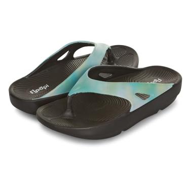 Imagem de Floopi Sandália feminina leve para mulheres, sandália esportiva feminina com suporte de arco, chinelos de praia à prova d'água para mulheres, Tie Dye verde, 35