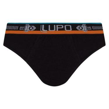 Imagem de Cueca Infantil Slip Preta com Elástico Laranja Foguete - Lupo, P - 3 a