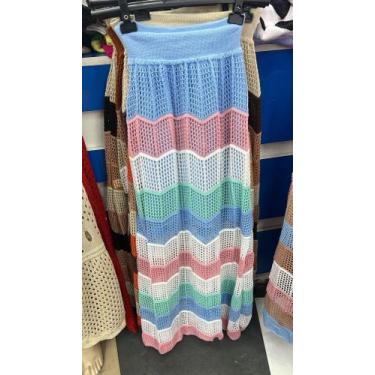 Imagem de Saia de tricot modal feminina - ETEZO, Cós azul, ÚNICO