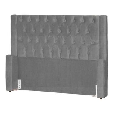 Imagem de Cabeceira de Cama Box Estofada 195 cm King Emma Suede - Fina Mobília, 