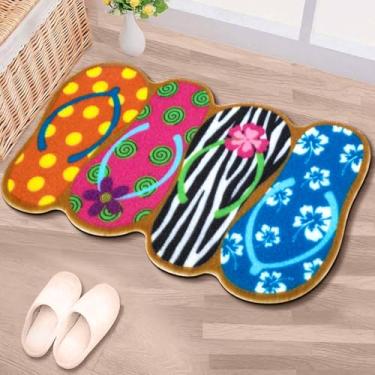 Imagem de Maasechs Capacho de boas-vindas com chinelos de verão, tapete de fibra de coco, durável, 76 x 45,7 cm, tapete de boas-vindas para porta da frente, tapete antiderrapante para varanda de verão,