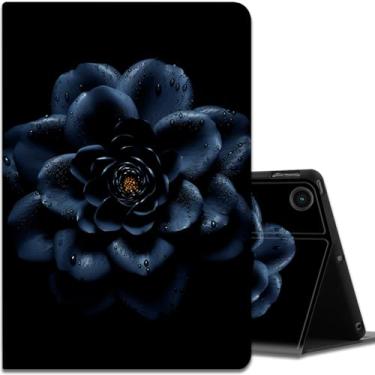 Imagem de Capa para Samsung Galaxy Tab A9 Plus 11 polegadas 2023, ângulos de visualização múltipla, com função hibernar/despertar automática para tablet Samsung Galaxy A9 + (SM-X210/X216/X218), flor preta
