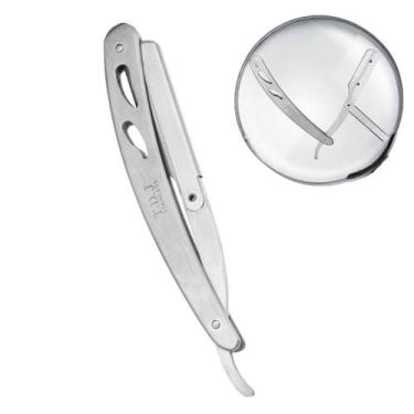 Imagem de Navalhete Navalha Barbeiro Prata Aço Inox Profissional - Tdj