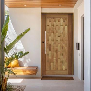 Imagem de Porta Pivotante Couro em Pé Batente 14 Puxador Tubo 80 CM 110 X 210 Direito Rodam