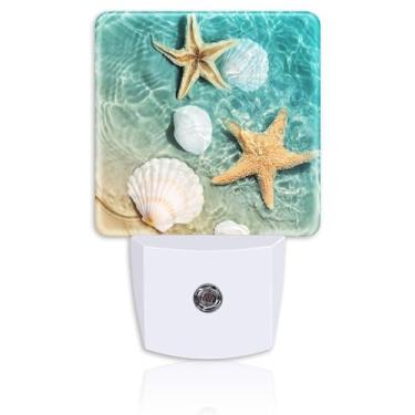 Imagem de Neidius Luz Noturna De Parede Com Estrela Do Mar E Conchas Na Água Mar, Luzes Led Sensor Anoitecer Ao Amanhecer Para Decoração Quarto Mulheres, Meninas Meninos, Corredor, Cozinha, Banheiro, Berçário