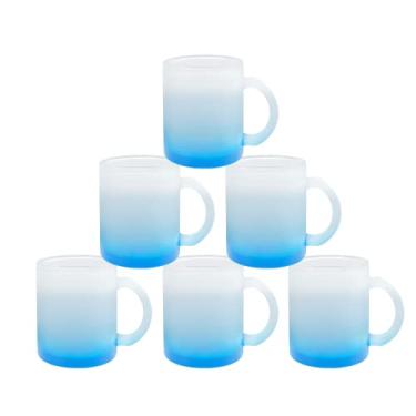 Imagem de MR.R Conjunto De 6 Canecas Vidro Azul Fosco Para Sublimação 11 Oz, Café Com Alça Transferência Térmica E Revestimento Térmico