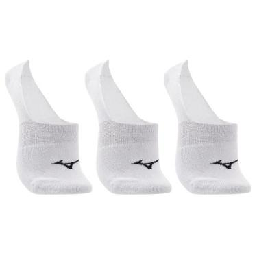 Imagem de Meia Cano Invisível Mizuno Basic Tam. 39-44 Pacote Com 3 Pares, Branco